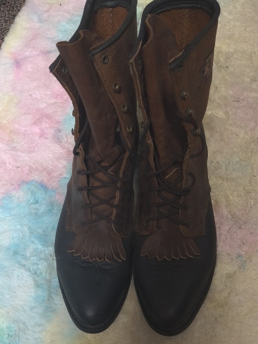 Source Unknown Brown and Black Lace-Up Women's Boots